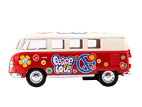 COCHE METALICO CARAVANA HIPPIE ROJA