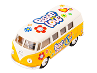 COCHE METALICO CARAVANA HIPPIE AMARILLA