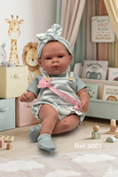 MUÑECA BEBÉ PESO REAL REBORN 45CM TRAJE RAYAS VERDE