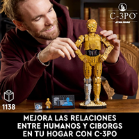 LEGO Star Wars 75398 C-3PO Figura de Droide - Kit de Maquetas para Adultos de Colección - Base, Placa Informativa y Minifigura