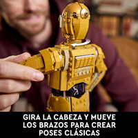 LEGO Star Wars 75398 C-3PO Figura de Droide - Kit de Maquetas para Adultos de Colección - Base, Placa Informativa y Minifigura