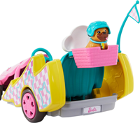 COCHE Barbie Muñeca Stacie con Kart Coche de Juguete, Mascota y Accesorios, de la película Stacie al Rescate