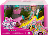 COCHE Barbie Muñeca Stacie con Kart Coche de Juguete, Mascota y Accesorios, de la película Stacie al Rescate