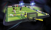 Campo de fútbol, PLAYMOBIL , 2 porteros, 2 futbolistas con función de Patada, 3 balones de futbolín, 