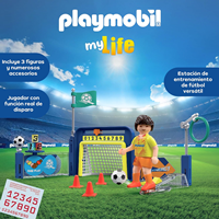 Estación de Entrenamiento de fútbol | Campo de Entrenamiento con Pared de GOL y Mecanismo de Tiro PLAYMOBIL 72057