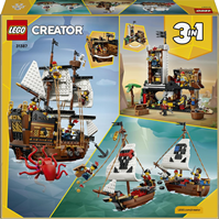 LEGO 31387  Creator 3 en 1 Barco Pirata Clásico de Juguete – Maqueta Transformable en Castillo o 2 Barcos Gemelos