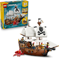 LEGO 31387  Creator 3 en 1 Barco Pirata Clásico de Juguete – Maqueta Transformable en Castillo o 2 Barcos Gemelos
