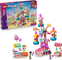 LEGO 42700 Friends Noria: Cupcakes y Golosinas – Juguete Interactivo con Juegos de Feria, Atracciones, 3 Mini Muñecos y Accesorios –